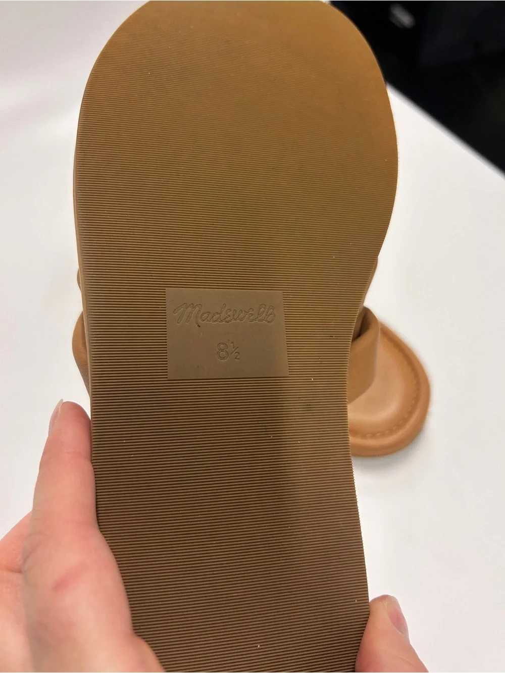 Madewell Cognac Tan Cross-Strap Slide Sandals